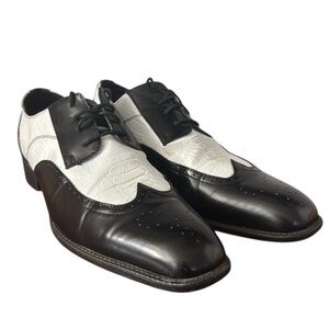 Bolano Cambria black and white spectator wing tip dress shoes, swing dance 10.5